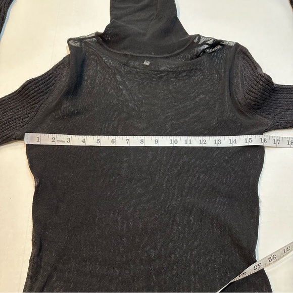 Vintage Jean Paul Gaultier Mesh Turtleneck Top BLACK Alpaca Sweater Sleeve, XL - Picture 15 of 16
